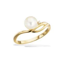 Scrouples - 8 karat guld ring med ferskvandsperle og zirkonia - 714243