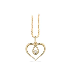 Scrouples - 8 karat guldhjerte vedhæng med 0,02 ct. diamanter - 214823