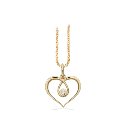 Scrouples - 8 karat guldhjerte vedhæng med 0,02 ct. diamanter - 214823