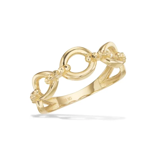 Scrouples - 8 karats ring med 3 cirkler med facet bånd imellem - 714923