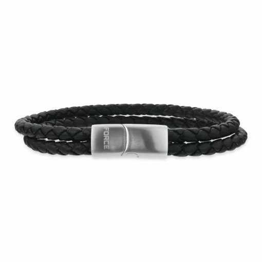 Scrouples - Force armbånd i dobbelt række sort læder - 03541a,m
