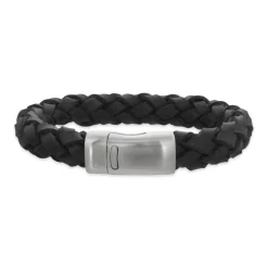 Scrouples - Force armbånd med sort flettet læder - 03771a