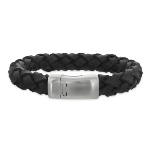 Scrouples - Force armbånd med sort flettet læder - 03771a