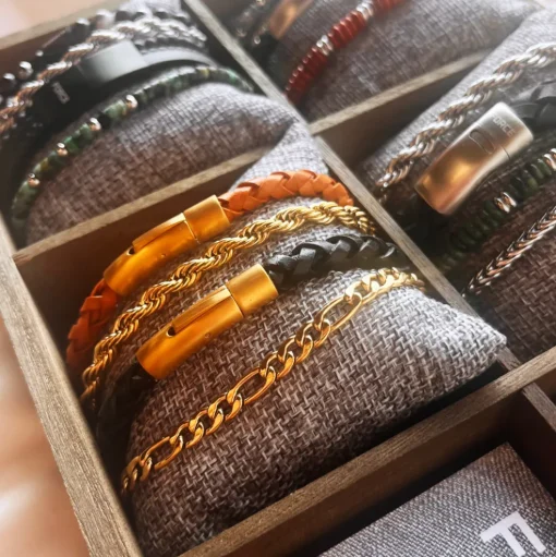 Scrouples - Force figaro armbånd i guldbelagt stål - 03851a