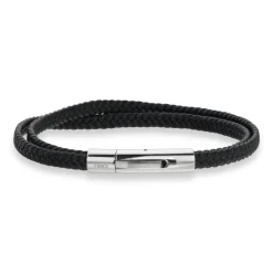 Scrouples - Force Herre armbånd i flettet sort læder - 03431a