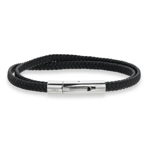Scrouples - Force Herre armbånd i flettet sort læder - 03431a