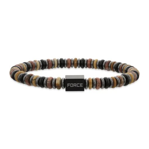 Scrouples - Force herrre armbånd med brunlige agater - 03821a