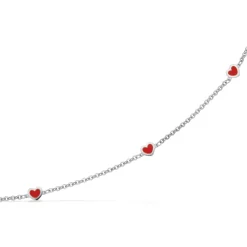 Scrouples - Girls armbånd i sølv med røde hjerter - 672452