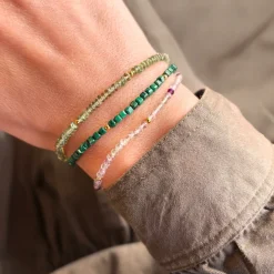Scrouples - Grøn apatite sten armbånd med forgyldt lås - 39842a,m