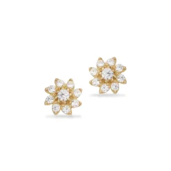 Scrouples - Guld ørering med blomst og små sten - 122563