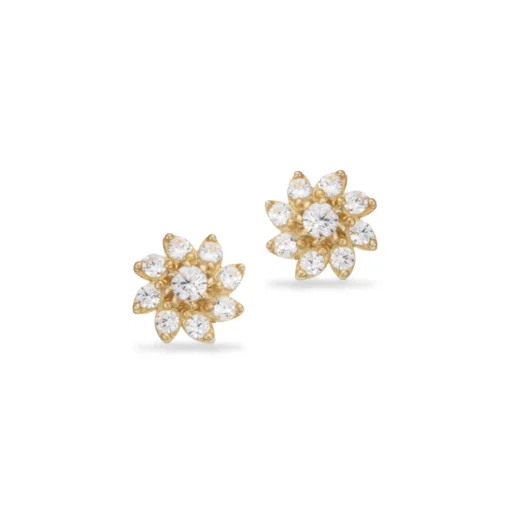 Scrouples - Guld ørering med blomst og små sten - 122563