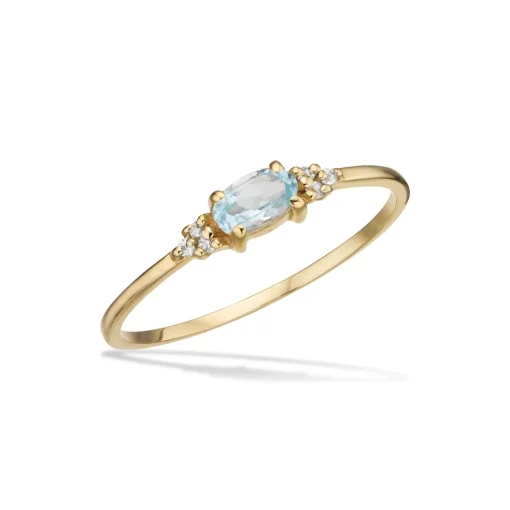 Scrouples - Guld ring i 8kt med en lyseblå topas - 714733