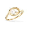 Scrouples - Guld ring i 8kt med perle og sten - 714673