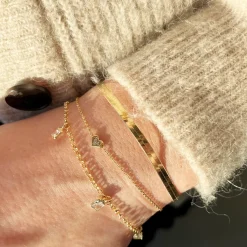 Scrouples - Guldbelagt hjerte armbånd med sten af zirkonia - 38902a,m