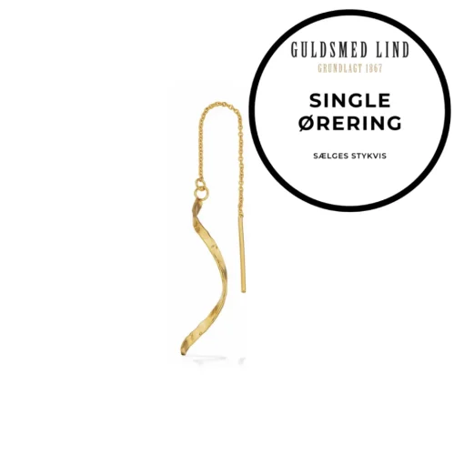 Scrouples - Guldbelagt ørehænger med swirl vedhæng, single - 160462-1