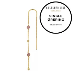 Scrouples - Guldbelagt ørekæde med lyserøde sten, single - 160452-1