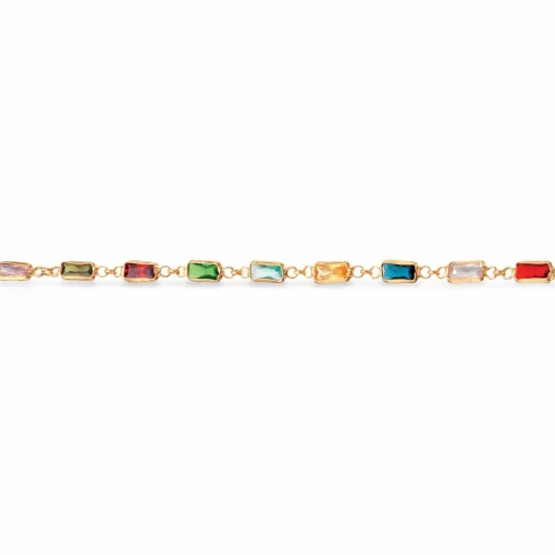 Scrouples - Guldbelagt sølv armbånd med farvede sten - 611852