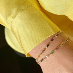Scrouples - Guldbelagt sølv armbånd med farvede sten - 611852