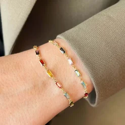 Scrouples - Guldbelagt sølv armbånd med farvede sten - 611852