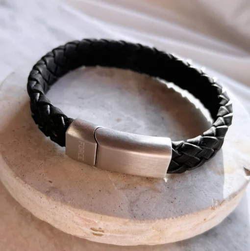 Scrouples - Herre armbånd i sort flettet læder - 03701a,m