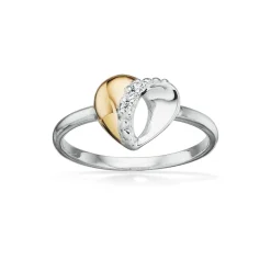 Scrouples - Hjerte ring i sølv og guld med sten - 728892