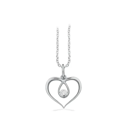 Scrouples - Hvidgulds hjertevedhæng med 0,02 ct diamant - 214824