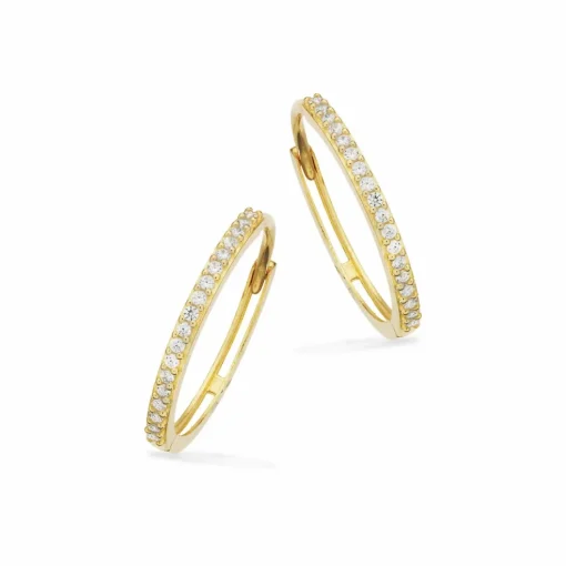 Scrouples - 8kt. guld creoler med sten af zirkonia - 123033