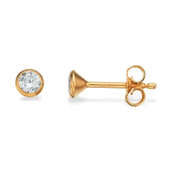 Scrouples - 8kt guld øreringe med zirkonia sten, 3,5mm - 112043
