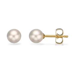 Scrouples - Perle øreringe i 8 karat guld, 6mm - 1043