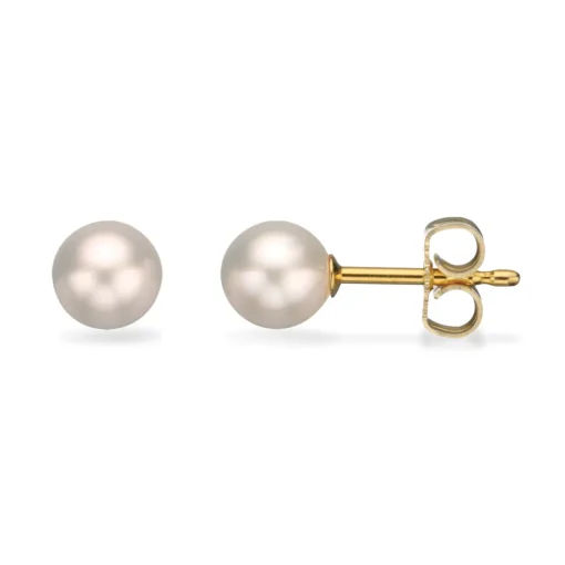 Scrouples - Perle øreringe i 8 karat guld, 6mm - 1043