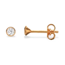 Scrouples - Sølv forgyldte øreringe med zirkonia, 3mm - 112032fg
