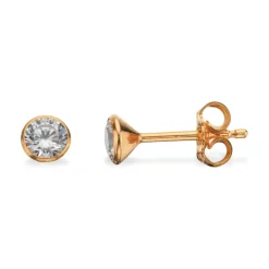 Scrouples - Sølv forgyldte øreringe med zirkonia, 4mm - 112052fg