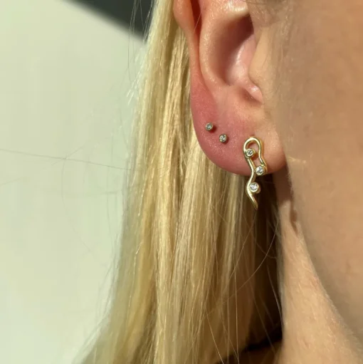 Scrouples - Sølv forgyldte øreringe med zirkonia, 3mm - 112032fg