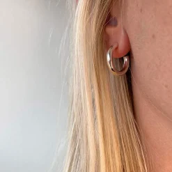Scrouples - Sølv halv creoler med stik, 20mm - 151712