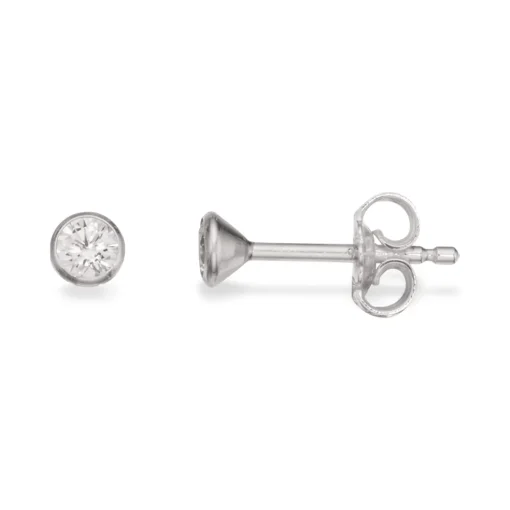 Scrouples - Sølv øreringe med klar sten, 3mm - 112032