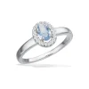 Scrouples - Sølv ring med lyseblå sten og små set omkring - 729572