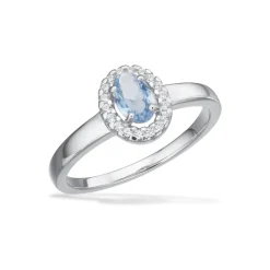 Scrouples - Sølv ring med lyseblå sten og små set omkring - 729572