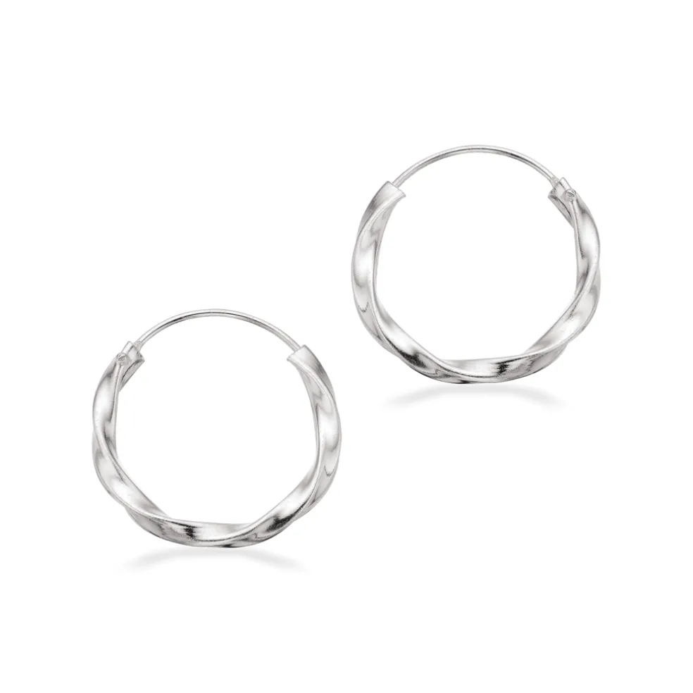 Scrouples - Snoet sølv creoler, 18mm - 193942