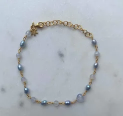SFB - Armbånd i forgyldt sølv med blå sten og perler - 1922-2-20