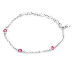 SFB - Armbånd i sølv med pink krystaller - 1585-1-183
