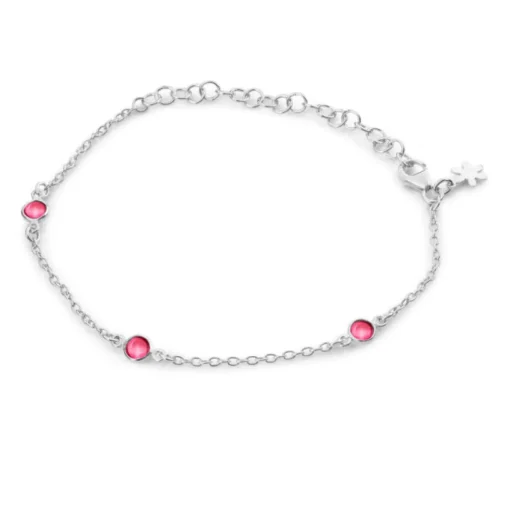 SFB - Armbånd i sølv med pink krystaller - 1585-1-183
