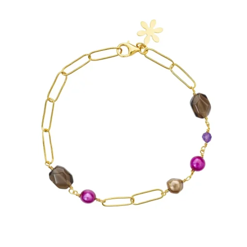 SFB - Forgyldt armbånd med sten og perler - 1888-2-20-589