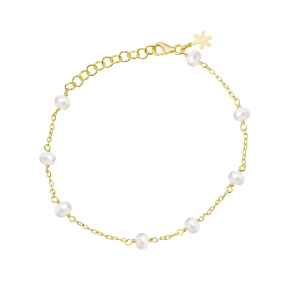 SFB - Forgyldt sølv armbånd med 7 perler - 1882-2-20-900