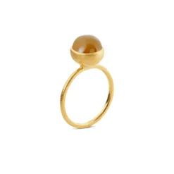 SFB - Forgyldt sølv ring med månesten - 1692-2-199