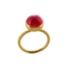 SFB - Forgyldt sølv ring med Pink krystal - 1678-2-183