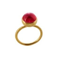 SFB - Forgyldt sølv ring med Pink krystal - 1678-2-183