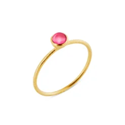 SFB - Guld belagt sølv ring med pink krystal - 1686-2-183