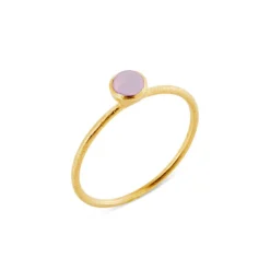SFB - Guld belagt sølv ring med lyserød krystal - 1686-2-112