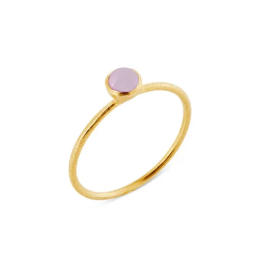 SFB - Guld belagt sølv ring med lyserød krystal - 1686-2-112