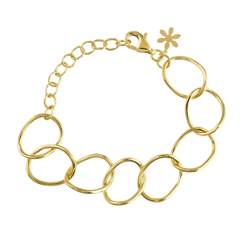 SFB - Guldbelagt Sølv armbånd med drejede led - 1551-21